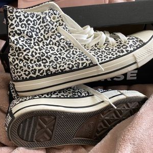 High Top Animal Print Converse Size 9